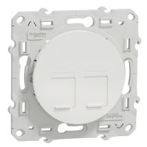 Prise Double Rj45 Odace - Sans Connecteur - Blanc - Bricoman