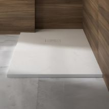 Receveur De Douche Kinedo Kinerock Evo 100x90 Sable, Texture Minérale Avec Grille Assortie Et Bonde Extra-plate - Bricoman