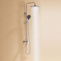Colonne De Douche Mécanique Chromé,ensemble Douche Ronde,tête Douche10 Pouces,douchette Avec 3 Jets D'Eau,hauteur Réglable103-139 Cm,eu Modèle -