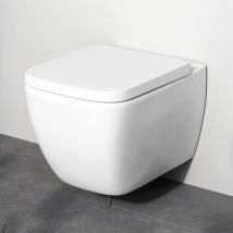 Toilette Suspendu Wc Suspendu En Céramique Sans Bride Cuvette Wc Suspendu Sans Bord Flashclean Abattant Amovible Frein De Chute Softclosing Blanc Gem 