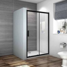 Océan Porte De Douche Coulissante 110x195cm Profilé Noir Mat En Verre Anticalcaire Avec Le Système Soft-close - Bricoman