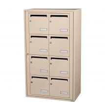 Bloc Collectif Leabox.com, 2x4, Grade 3, Simple Face, Intérieur, Fixation Murale, Ivoire Ral 1015 Finition Brillante - Bricoman