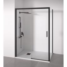 Bellobath - Paroi De Douche D'Angle 1 Coulissante + 2 Fixes - Verre Anti-calcaire - Noir - Largeur Adaptable 135-140x87-90 - Porte Droite - Bricoman