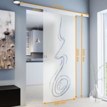 Schulte Porte Coulissante En Verre, 88x203cm, Porte Coulissante Intérieure, Porte Vitrée, Décor Curved - Poignée Carrée + Double Amortisseur Softclose