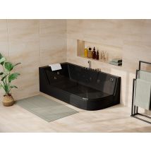 Baignoire Balnéo Vitrée Aria Noire - 1 Place - 263l - 170*80*57cm - Angle Gauche - Bricoman