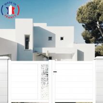 Portail Aluminium Battant Découpe Laser En Kit Dimensions L.3000 (entre Piliers) X H.1500 Mm Couleurs Marron (ral 1247) - Bricoman