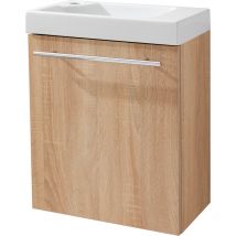Meuble Avec Lave Mains Décor Chêne Oak Bordolino Pour Robinet À Gauche Hamac Solo - Bricoman