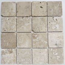 Albedo Pierre - Carreaux En Travertin Blanc Vieilli 2ième Choix - 10x10x1 Cm - Vendu Par Carton - Bricoman