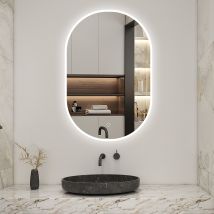 Aica Led Miroir Lumineux Ovale 45 X 90cm Avec Anti-buée + 3 Couleurs + Dimmable + Mémoire, Miroir Salle De Bain - Bricoman