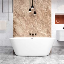 Baignoire Îlot Design Ovale L.170 X L.80 X H.58cm Blanc, En Acrylique, Aica Baignoire Avec Bonde Et Trop Plein - Bricoman