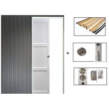 Porte Coulissante Korya Blanc 3 Panneaux H204 X L83 + Systeme De Galandage Et Kit De Finition Inclus Gd Menuiseries - Bricoman