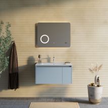 Armoire De Toilette Suspendue De 80 Bleu Clair Matcm Avec Lavabo Et Miroir | Monaco - Bricoman