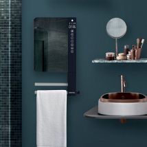 Sèche-serviettes Soufflant Telia Avec 2 Barres Et Miroir Anthracite 1800w - Atlantic - 720111 - Bricoman