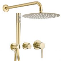 Valaz Douche Murale Encastrée Ronde À Levier Unique En Or Brossé - Série Guadiana - 25 Cm - Tecnomat