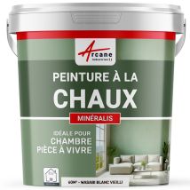 Peinture A La Chaux Naturelle Et Saine - Nuances Minerales Chaux - 60 M² (2x5 Kg En 1 Couche) Wasabi Blanc Vieilli - Arcane Industries - Tecnomat