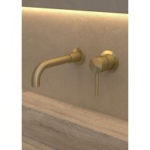 Mitigeur Lavabo Mural Doré Brossé - Corbeau - Bricoman
