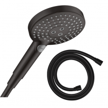 Pommeau De Douche Hansgrohe Raindance Select S Ecosmart 120 3 Jets Noir Mat + Flexible De Douche 1,60 M Hansgrohe Isiflex Noir Mat - Bricoman