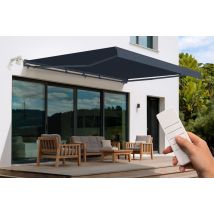 Store Banne Motorisé Semi-coffre Fazzio 5x3m - Toile Premium 320g/m2 Gris - Bricoman