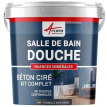 Kit Béton Ciré - Murs Salle De Bains Douche Italienne Flanelle Gris Foncé - 2 M² (en 2 Couches) - Arcane Industries - Bricoman