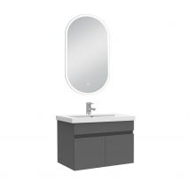 Meubles Simple Vasque 60cm Vasque + Miroir Lumineux Anthracite - Bricoman