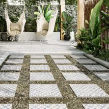 Carrelage Extérieur Effet Carreaux Ciment Fragment Bleu Ciel R11 14 Mm 32,9x32,9 Cm - Reflex Boutique - Bricoman