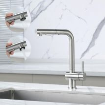 Cecipa Max Mitigeur Cuisine Brossé Avec Douchette Robinet Douchette D'Évier Extractible À Deux Jets Mitigeur Evier Avec Barboteur Démotable,eu Modèle 