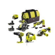 Pack Ryobi Complet 5 Outils - 2 Batteries 2.0ah Et 4.0ah - 1 Chargeur - R18ck5a-242sl - Bricoman
