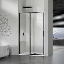 Grand Verre Porte De Douche À Ouverture Pivotante Intérieure Et Extérieure 120x190 En Alu Noir Mat - Bricoman