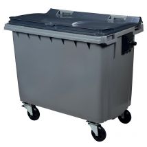 Conteneur 4 Roues Gris/gris 660 Litres Vidage Par Prise Latérale Avec Tourillons - Bricoman