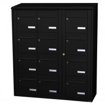 Bloc Collectif Leabox.com, 3x4, Grade 3, Simple Face, Extérieur, Mural, Noir 9005 Finition Brillante - Bricoman