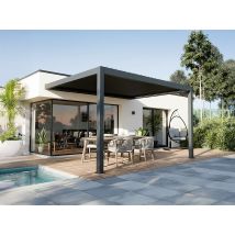 Pergola Bioclimatique Adossée Gris En Aluminium 11.58 M² - Bricoman