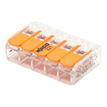 Connecteurs Rapides Wago S221, 5 Entrées, 32a, 405v, Transparent, Cage Clamp , Pour Fils 0,14-4 Mm², Test Visuel, Sans Outil - Tecnomat