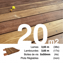 Kit Terrasse Bois Exotique Cumaru Pour 20 M² • Lames 3,65 M, Lambourdes 3,65 M Et Visserie Inox • Livraison Gratuite - Bricoman