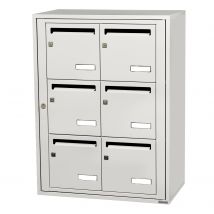 Bloc Collectif Leabox.com, 2x3, Grade 3, Simple Face, Intérieur, Fixation Murale, Blanc Pur Ral 9010 Finition Brillante - Bricoman