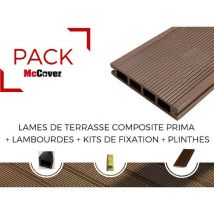 Pack 1m² Lame Terrasse Composite Prima Accessoires (3 Coloris) 2200mm - Brun Rouge, Ep. 19mm, Larg. 12cm, Long. 220cm - Bricoman