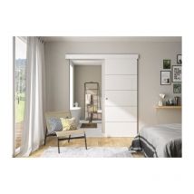 Optimum - Kit Porte Coulissante + Rail + Bandeau - H.204xl.83xp.4 Cm - Blanche Lignee - Bricoman