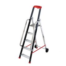 Escabeau Professionnel De Chantier Roulant Pliable En Aluminium 5 Marches Hailo - Bricoman