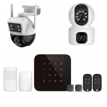 Alarme Maison Wifi Et Gsm 4g Sans Fil Connectée Casa Noire Avec 2 Caméras Double Objectif - Kit 1 - Bricoman
