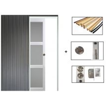 Porte Coulissante Kenya Blanc Vitree H204 X L73 + Systeme Galandage Et Kit Finition Inclus Gd Menuiseries - Bricoman