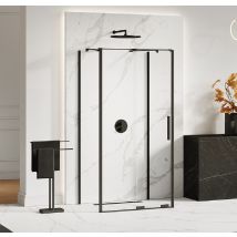 Cabine De Douche 110x80 Coulissante Noire Canaries Noir, Accès De Face - Bricoman