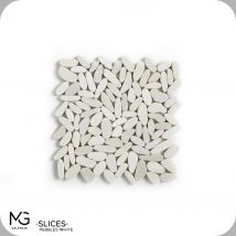 Mosaïque De Galets De Mer Naturels 30x30cm | Slices Pebbles White | (boîte De 11 Mailles = 1m2) - Bricoman