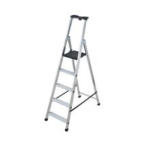 Escabeau Professionnel Sécurisé 5 Marches Hailo Alu Plateforme Pehd - Bricoman