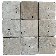 Albedo Pierre - Mosaïque En Travertin Blanc Ivoire Vieilli - 10x10x1 Cm- 2ième Choix - Bricoman