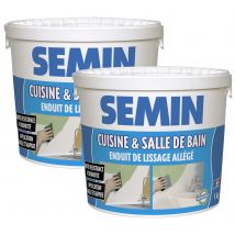 Lot De 2 Enduits De Lissage Cuisine Et Salle De Bain Semin - Adapté Aux Pièces Humides - Seau De 1 Kg - Bricoman