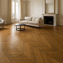 Parquet Point De Hongrie 60° Bambou Massif Verni Chêne Golden 100x15x650mm - Bricoman