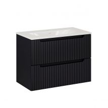 Meuble Simple Vasque Encastrée 80cm 2 Tiroirs Riva Noir - Bricoman