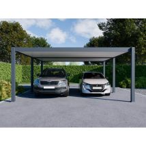 Carport Aluminium 570 X 645 Cm Weston - 37 M2 - Hauteur : 255 - 2 Voitures - Abri Voiture Autoportant - Gouttière Incluse - Pergola - Gris Anthracite 