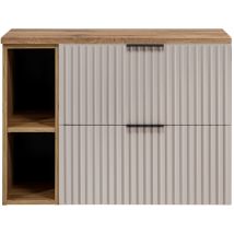 Meuble Sous Vasque Flow Cachemire 100 Cm Avec L'Étagère - Extension Et Plan Chêne - Bricoman