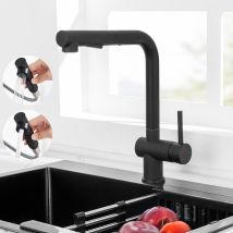 Noir Robinet Cuisine Avec Douchette, Mitigeur De Cuisine Avec Douchette Extractible, 2 Modes De Pulvérisat Robinet D'Évier Cuisine - Tecnomat