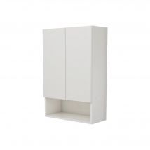 Meuble De Salle De Bain Haaus Zed, Suspendu, 2 Portes, Blanc Brillant/blanc, Mdf, L 48 X L 22 X H 72 Cm - Bricoman